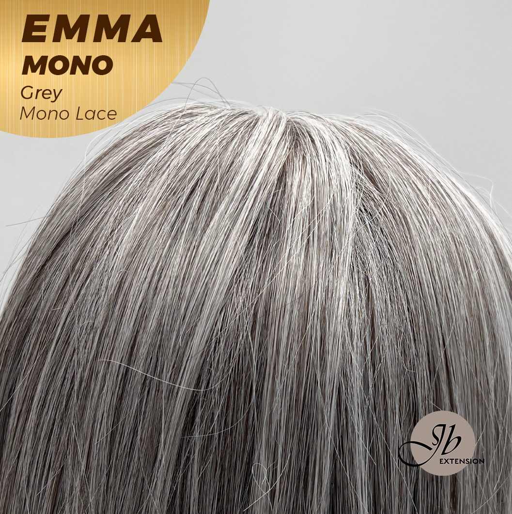 [FINAL SALE] JBEXTENSION EMMA MONO Monofilament Handmade Wig 6X5 Full Monofilament Hand Tied Top Wig 14 Inches Grey Mono Lace Wig With Anti-slip Silicone Strips Glueless Wig EMMA MONO GREY【BENDY EAR TABS】