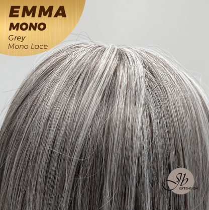 [FINAL SALE] JBEXTENSION EMMA MONO Monofilament Handmade Wig 6X5 Full Monofilament Hand Tied Top Wig 14 Inches Grey Mono Lace Wig With Anti-slip Silicone Strips Glueless Wig EMMA MONO GREY【BENDY EAR TABS】
