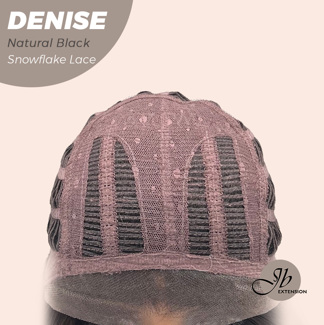 [FINAL SALE] JBEXTENSION 24 Inches Natural Black Wave Pre-Cut Snowflake Lace Frontlace Glueless Wig DENISE NATURAL BLACK【PERMATEASE】【BENDY EAR TABS】- S/M