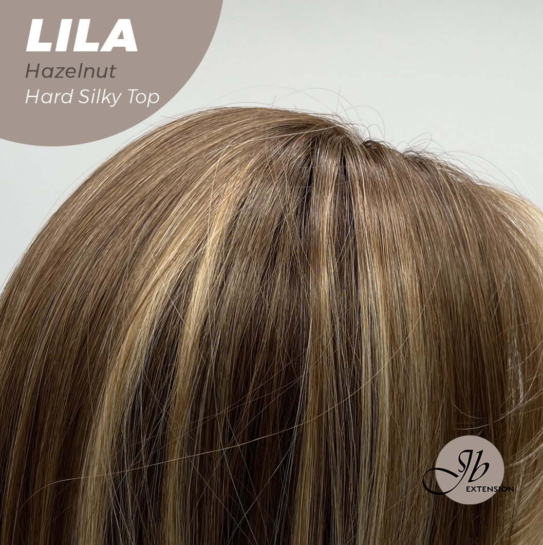 HOT OF SEASON -20 Inches Scalpiana Hazelnut Wolf Cut 3.5X4 Hard Silky Top Natural Scalp Effect Wig With Bangs LILA HAZELNUT