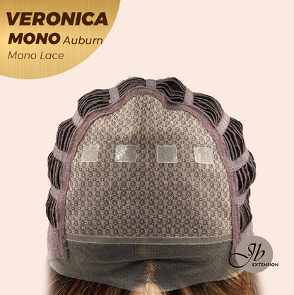 Nichole's Selection - VERONICA MONO Monofilament Handmade Wig 6X5 Full Monofilament Hand Tied Top Wig 12 Inches Auburn Wave Mono Lace Wig With Anti-slip Silicone Strips Glueless Wig VERONICA MONO AUBURN【BENDY EAR TABS】