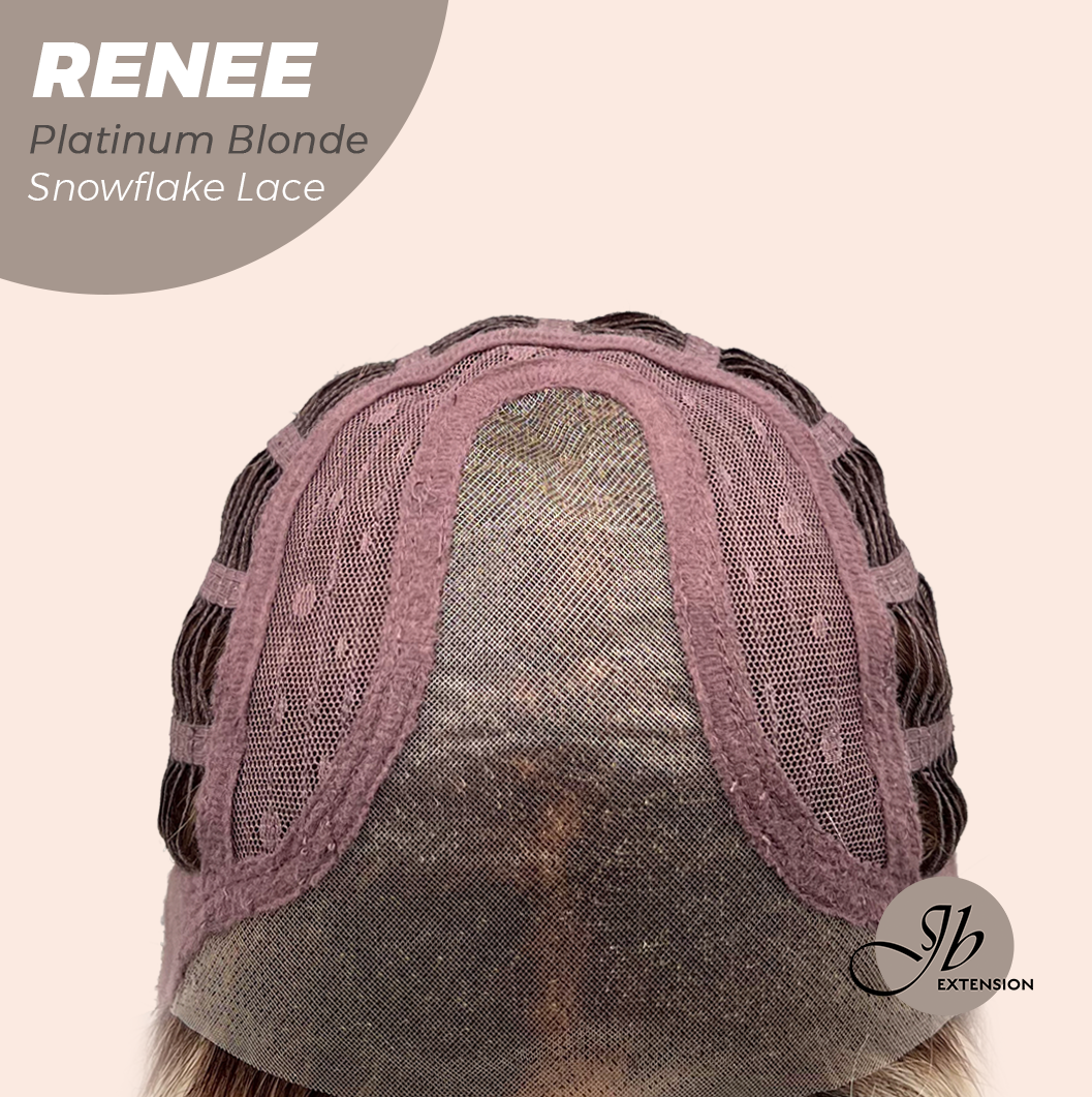 [FINAL SALE] JBEXTENSION 21 Inches Platinum Blonde Pre-Cut Arc Snowflake Lace Frontlace Glueless Wig RENEE PLATINUM BLONDE【BENDY EAR TABS】