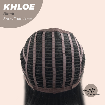 JBEXTENSION 12 Inches Bob Cut Black Pre-Cut Snowflake Lace Frontlace Glueless Wig KHLOE BLACK【PERMATEASE】【BENDY EAR TABS】- M/L