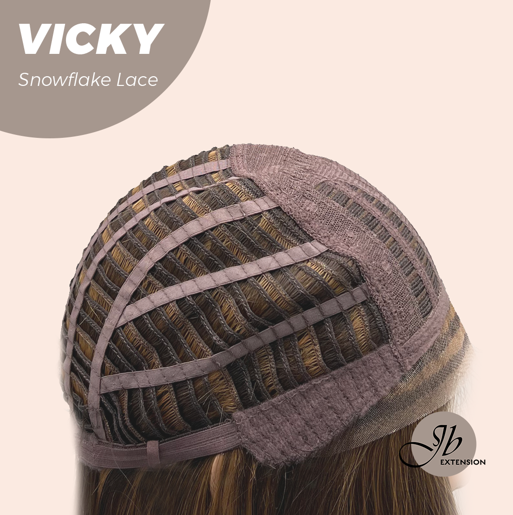 [FINAL SALE] JBEXTENSION 20 Inches Caramel Pre-Cut Snowflake Lace Frontlace Glueless Wig VICKY【PERMATEASE】【BENDY EAR TABS】- M/L