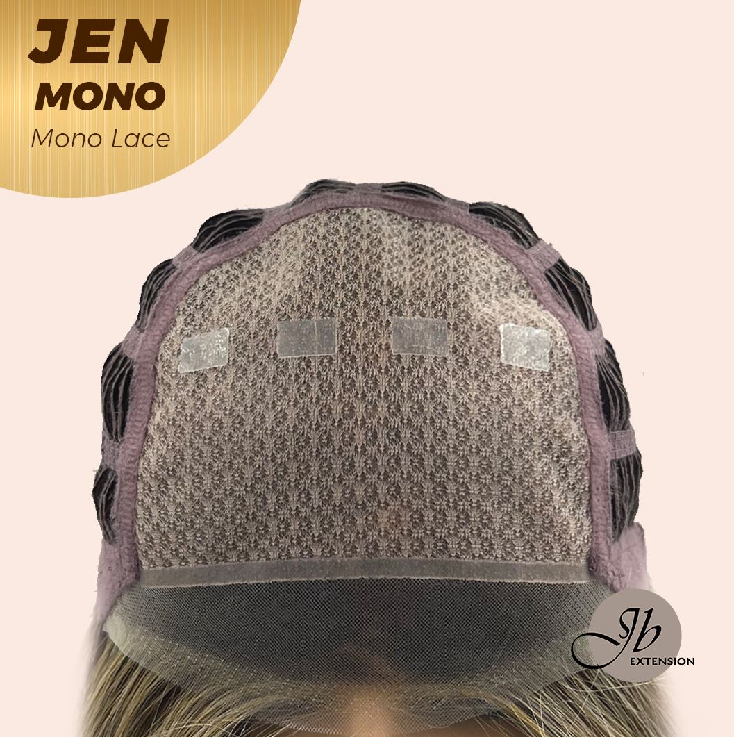 JBEXTENSION JEN MONO Monofilament Handmade Wig 6X5 Full Monofilament Hand Tied Top Wig 18 Inches Hazelnut Blonde Highlight Mono Lace Wig With Anti-slip Silicone Strips Glueless Wig JEN MONO【BENDY EAR TABS】
