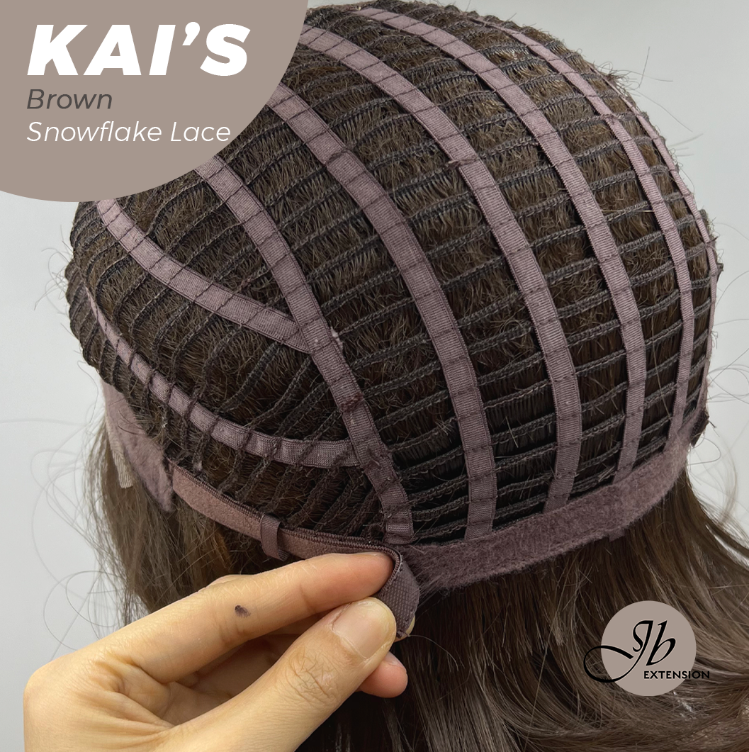 JBEXTENSION 18 Inches Brown Pre-Cut Snowflake Lace Frontlace Glueless Wig KAI'S BROWN【PERMATEASE】【BENDY EAR TABS】- M/L