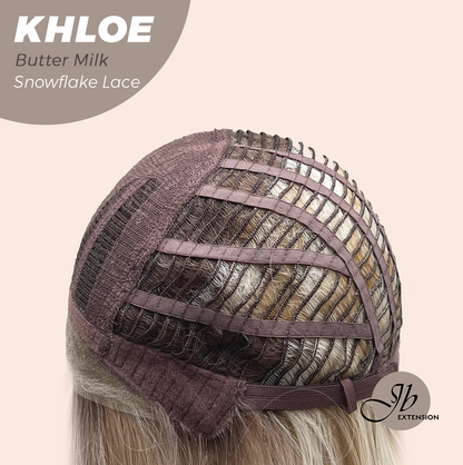 JBEXTENSION 12 Inches Bob Cut Butter Milk Pre-Cut Snowflake Lace Frontlace Glueless Wig KHLOE BUTTER MILK【PERMATEASE】【BENDY EAR TABS】- S/M