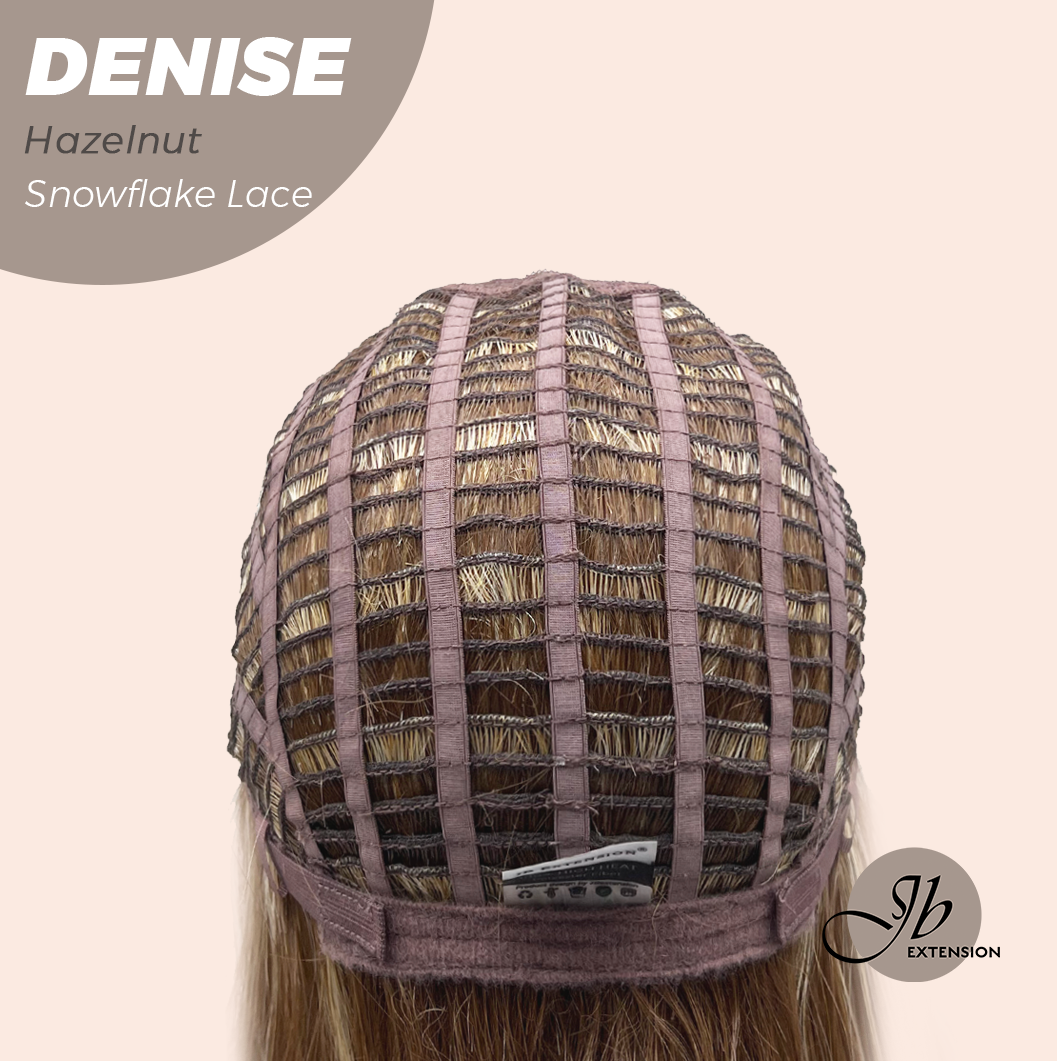JBEXTENSION 24 Inches Hazelnut Wave Pre-Cut Snowflake Lace Frontlace Glueless Wig DENISE HAZELNUT【PERMATEASE】【BENDY EAR TABS】- M/L