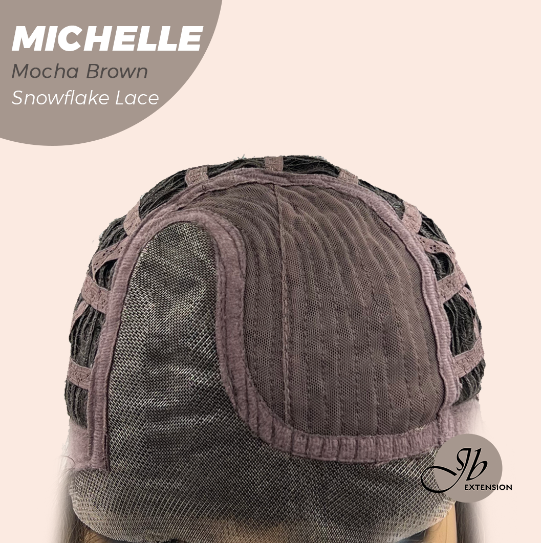 JBEXTENSION 10 Inches Mocha Brown Pre-Cut Side Part Snowflake Lace Frontlace Glueless Wig MICHELLE MOCHA BROWN【BENDY EAR TABS】- M/L