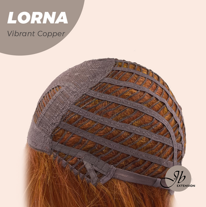 [FINAL SALE] HOT OF SEASON - 18 Inches Vibrant Copper Curly Women Fashion Full Machine Wig With Bangs LORNA VIBRANT COPPER【PLUS PERMATEASE】【BENDY EAR TABS】