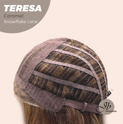 JBEXTENSION 18 Inches Caramel Pre-Cut Snowflake Lace Frontlace Glueless Wig TERESA CARAMEL【PERMATEASE】【BENDY EAR TABS】- M/L