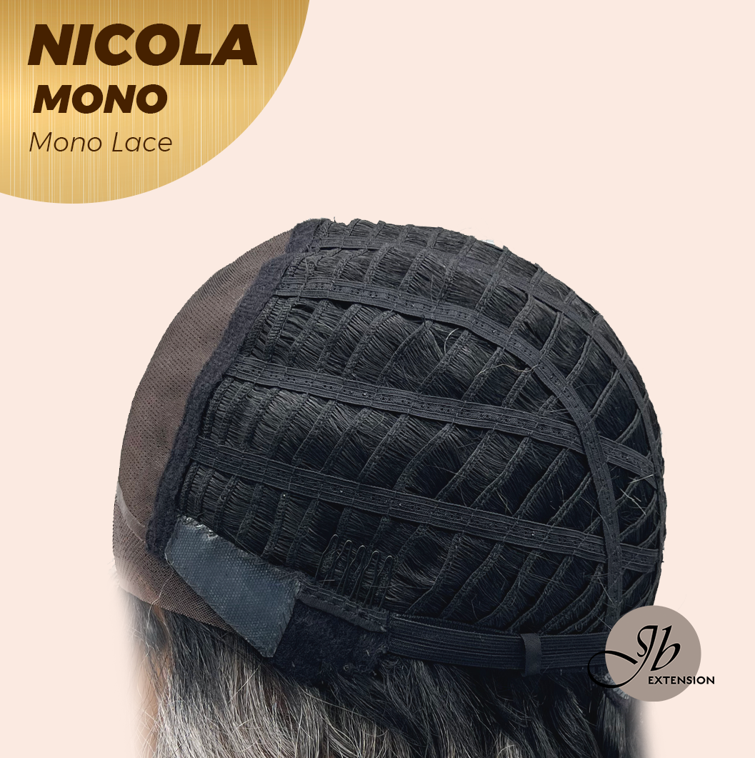 [FINAL SALE] JBEXTENSION NICOLA MONO Monofilament Handmade Wig 6X5 Full Monofilament Hand Tied Top Wig 14 Inches Salt and Pepper Mono Lace Wig Glueless Wig NICOLA MONO【BENDY EAR TABS】
