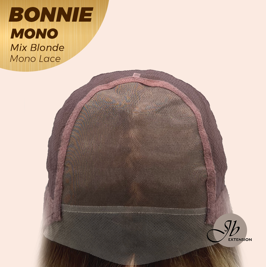 HOT OF SEASON - BONNIE MONO Full Monofilament Handmade Full Lace Full Hand Tied Wig 12 Inches Mix Blonde With Dark Root Mono Lace Handmade Futura Fiber Glueless Wig BONNIE MONO MIX BLONDE【BENDY EAR TABS】