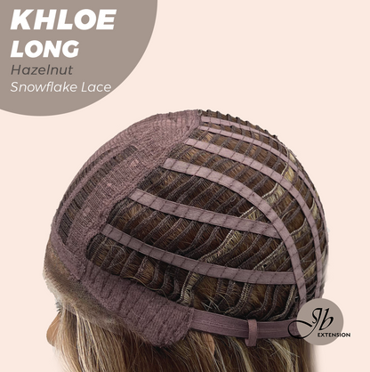 JBEXTENSION 18 Inches Hazelnut Blonde Highlight Pre-Cut Snowflake Lace Frontlace Glueless Wig KHLOE LONG HAZELNUT【PERMATEASE】【BENDY EAR TABS】- M/L