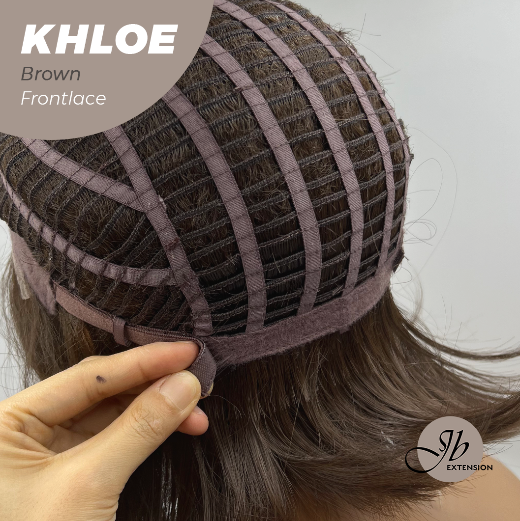 JBEXTENSION 12 Inches Bob Cut Brown Pre-Cut Snowflake Lace Frontlace Glueless Wig KHLOE BROWN【PERMATEASE】【BENDY EAR TABS】- S/M
