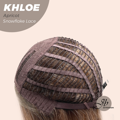 JBEXTENSION 12 Inches Bob Cut Apricot Pre-Cut Snowflake Lace Frontlace Glueless Wig KHLOE APRICOT【PERMATEASE】【BENDY EAR TABS】- M/L