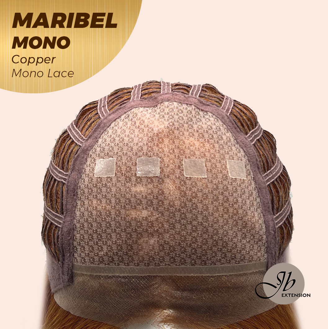 JBEXTENSION MARIBEL MONO COPPER Monofilament Handmade Wig 6X5 Full Monofilament Hand Tied Top Wig 16 Inches Copper Wave Mono Lace Wig With Anti-slip Silicone Strips Glueless Wig MARIBEL MONO COPPER【BENDY EAR TABS】