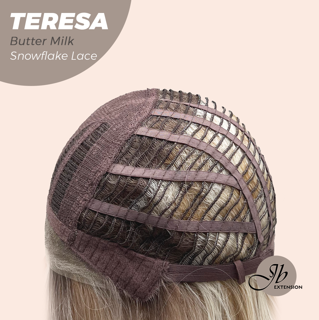 JBEXTENSION 18 Inches Butter Milk Pre-Cut Snowflake Lace Frontlace Glueless Wig TERESA BUTTER MILK【PERMATEASE】【BENDY EAR TABS】- M/L