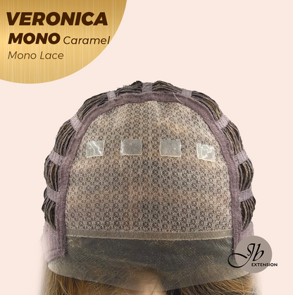 HOT OF SEASON - 12 Inches Caramel Wave Monofilament Handmade Wig 6X5 Full Monofilament Hand Tied Top Wig Mono Lace Wig With Anti-slip Silicone Strips Glueless Wig VERONICA MONO CARAMEL【BENDY EAR TABS】