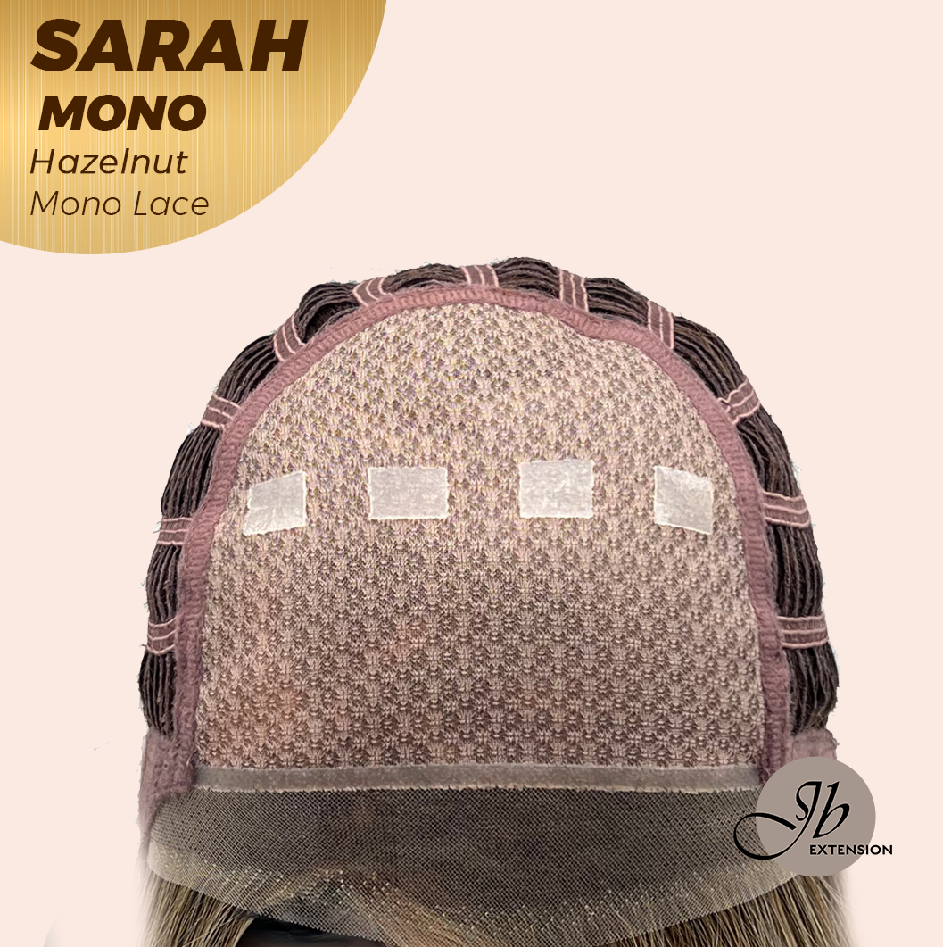 JBEXTENSION SARAH MONO Full Monofilament Wig 22 Inches Hazelnut Color Full Mono Lace Glueless With Anti-slip Silicone Strips Wig SARAH MONO HAZELNUT【BENDY EAR TABS】