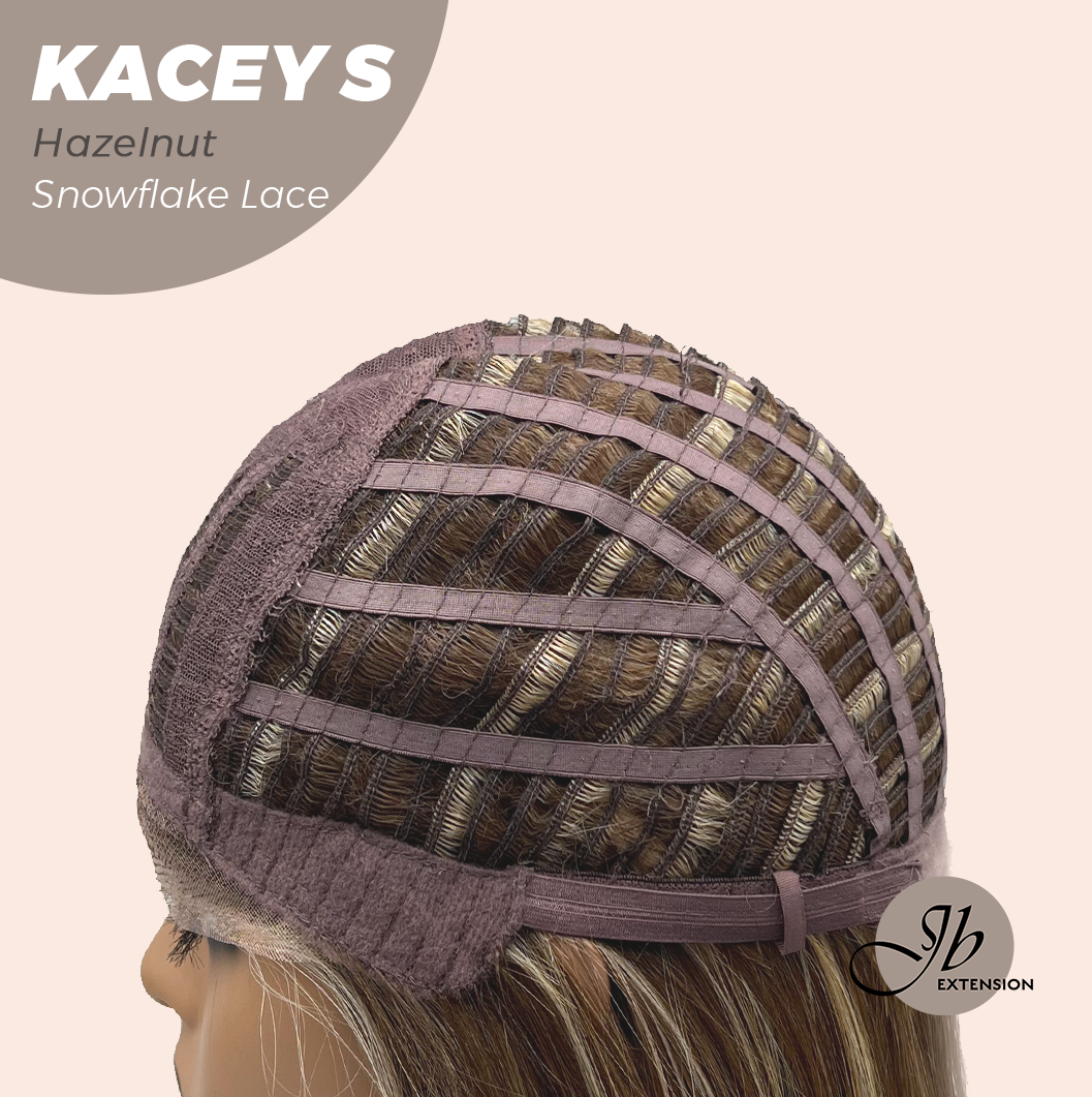 JBEXTENSION 20 Inches Hazelnut Pre-Cut Snowflake Lace Frontlace Glueless Wig KACEY S HAZELNUT【PERMATEASE】【BENDY EAR TABS】- M/L
