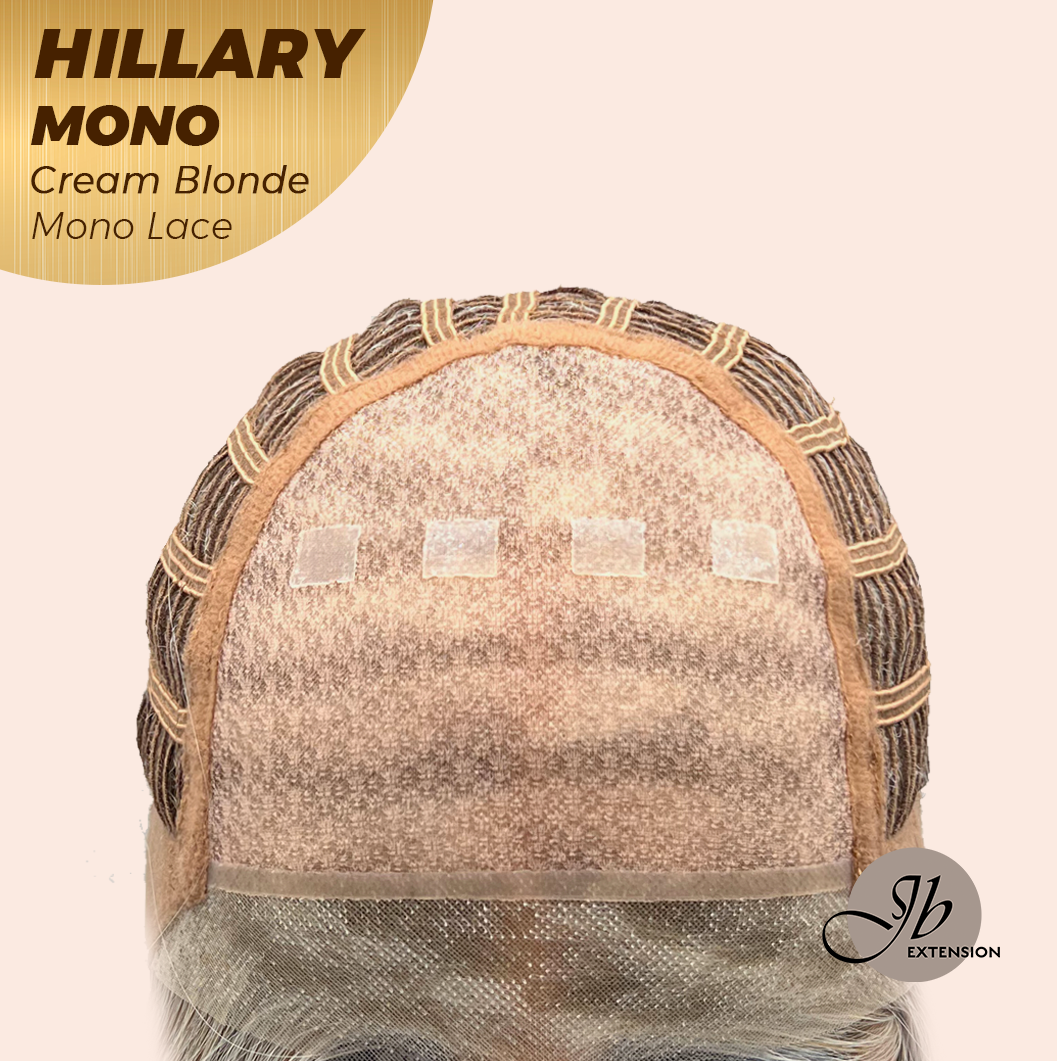 JBEXTENSION HILLARY MONO CREAM BLONDE Monofilament Handmade Wig 6X5 Full Monofilament Hand Tied Top Wig 16 Inches Cream Blonde Straight Mono Lace Wig With Anti-slip Silicone Strips Glueless Wig HILLARY MONO CREAM BLONDE【BENDY EAR TABS】