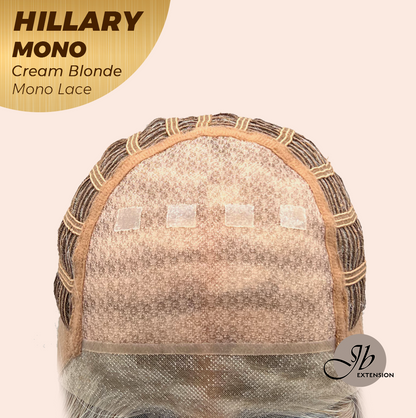 JBEXTENSION HILLARY MONO CREAM BLONDE Monofilament Handmade Wig 6X5 Full Monofilament Hand Tied Top Wig 16 Inches Cream Blonde Straight Mono Lace Wig With Anti-slip Silicone Strips Glueless Wig HILLARY MONO CREAM BLONDE【BENDY EAR TABS】