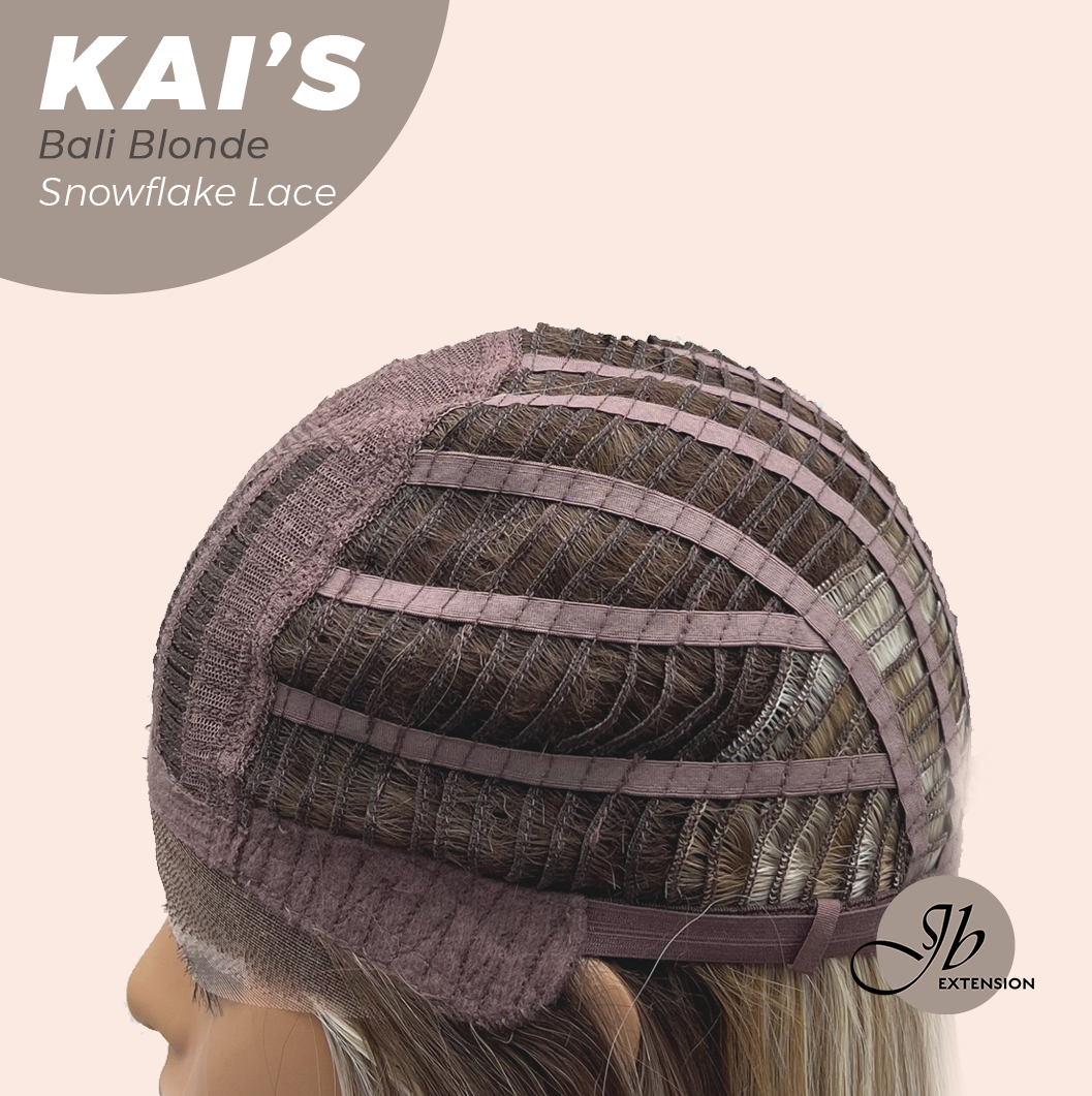 JBEXTENSION 18 Inches Bali Blonde Pre-Cut Snowflake Lace Frontlace Glueless Wig KAI'S BALI BLONDE【PERMATEASE】【BENDY EAR TABS】- M/L