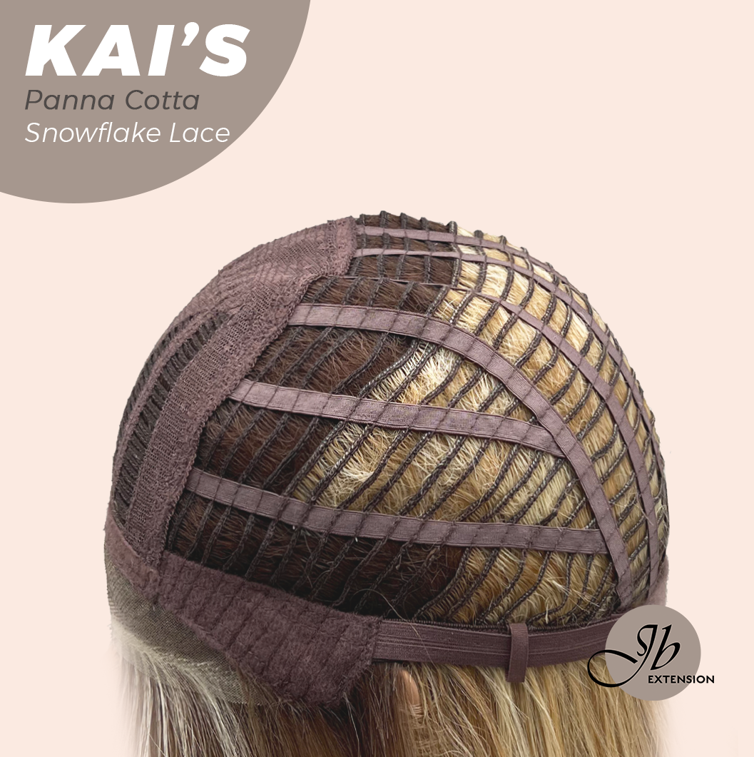 JBEXTENSION 18 Inches Panna Cotta Pre-Cut Snowflake Lace Frontlace Glueless Wig KAI'S PANNA COTTA【PERMATEASE】【BENDY EAR TABS】- M/L