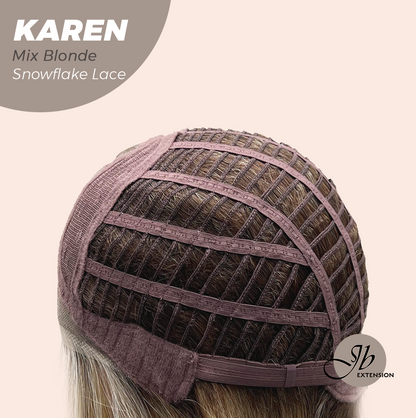 [PRE-ORDER] JBEXTENSION 18 Inches Mix Blonde Pre-Cut Arc Snowflake Lace Frontlace Glueless Wig KAREN MIX BLONDE【BENDY EAR TABS】
