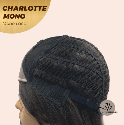 JBEXTENSION CHARLOTTE MONO Partial Monofilament Wig 22 Inches Natural Black Partial Mono Lace Glueless Wig CHARLOTTE MONO【BENDY EAR TABS】