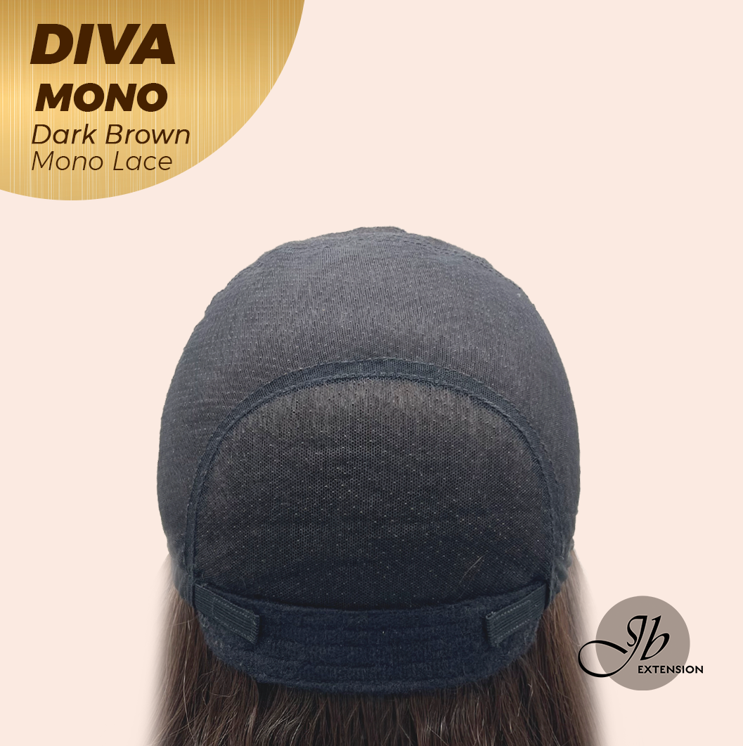 [PRE-ORDER] JBEXTENSION DIVA MONO Full Monofilament Handmade Full Lace Full Hand Tied Wig 24 Inches Long Curly Dark Brown Mono Lace Handmade Futura Fiber Wig with Anti-slip Silicone Strips Glueless Wig DIVA MONO - DARK BROWN【BENDY EAR TABS】