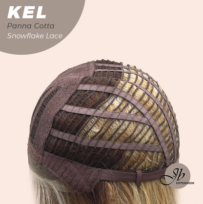 JBEXTENSION 22 Inches Panna Cotta Pre-Cut Snowflake Lace Frontlace Glueless Wig KEL PANNA COTTA【PERMATEASE】【BENDY EAR TABS】- M/L