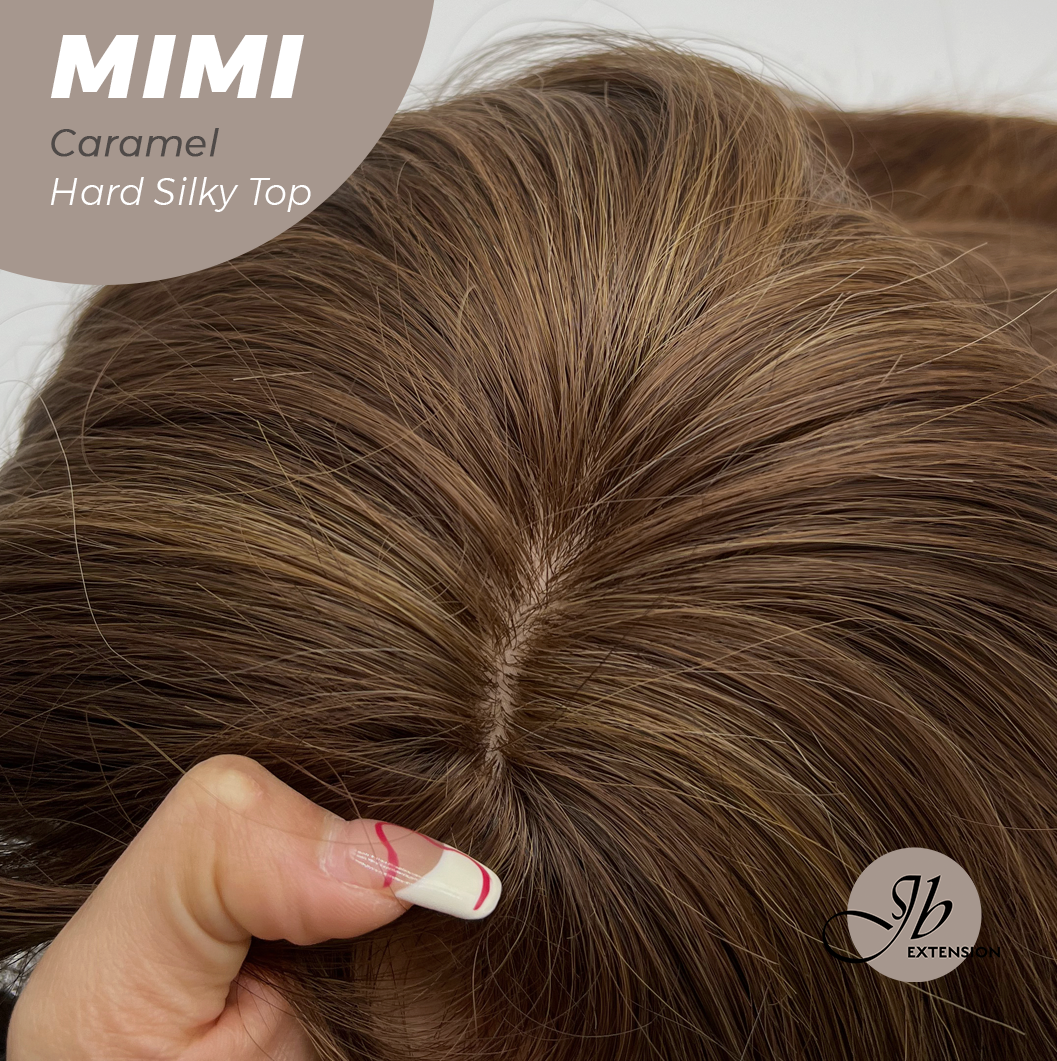HOT OF SEASON - 16 Inches Scalpiana 3.5X4 Hard Silky Top Natural Scalp Effect Caramel Body Wave Wig with Bangs Wig MIMI SILK TOP - CARAMEL