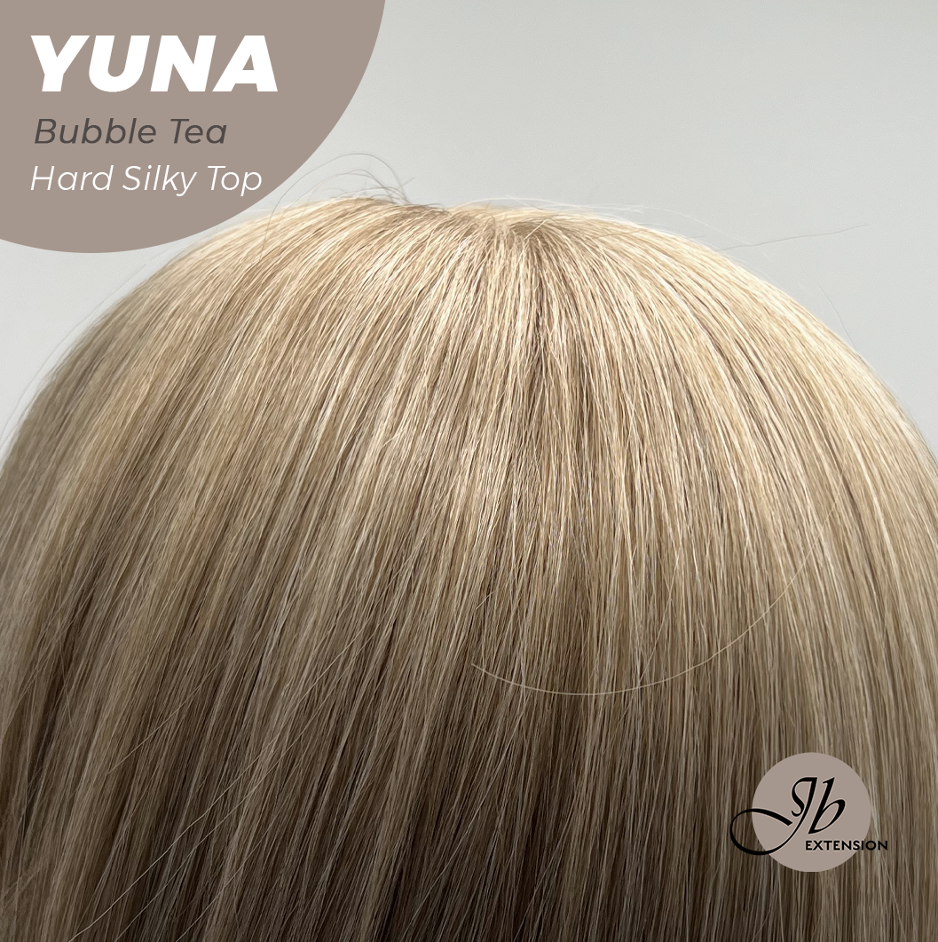 JBEXTENSION 12 Inches Scalpiana Bubble Tea 3.5X4 Hard Silky Top Natural Scalp Effect Women Wig With Bangs YUNA BUBBLE TEA