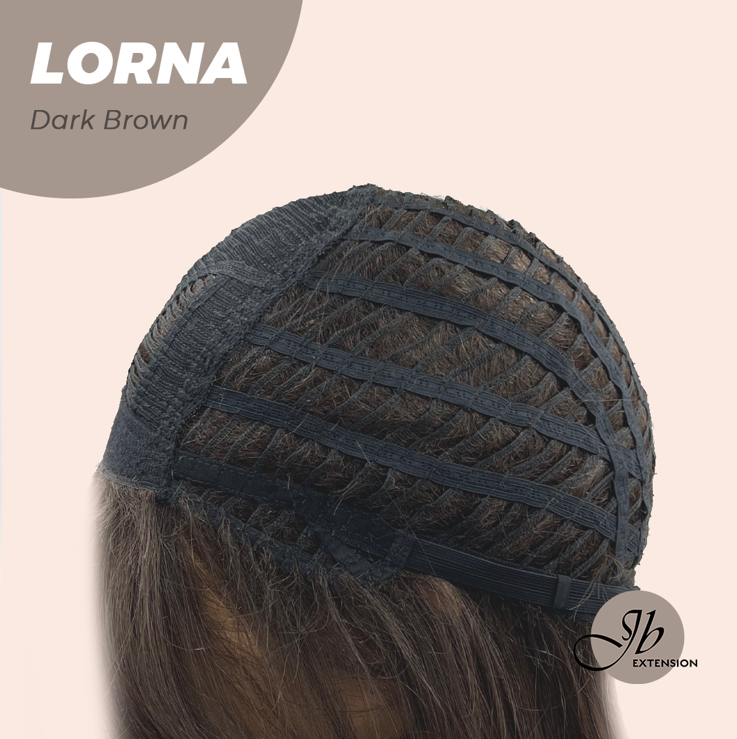 [FINAL SALE] HOT OF SEASON -18 Inches Dark Brown Curly Women Fashion Full Machine Wig With Bangs LORNA DARK BROWN【PLUS PERMATEASE】【BENDY EAR TABS】