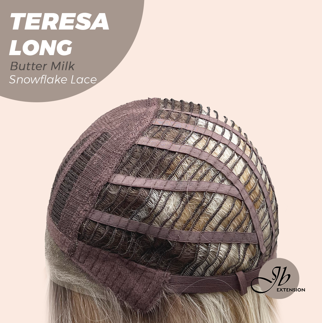 JBEXTENSION 22 Inches Long Butter Milk Pre-Cut Snowflake Lace Frontlace Glueless Wig TERESA LONG BUTTER MILK【PERMATEASE】【BENDY EAR TABS】- S/M