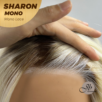 [FINAL SALE] JBEXTENSION SHARON MONO Monofilament Handmade Wig 6X5 Full Monofilament Hand Tied Top Wig 20 Inches Platinum Blonde With Dark Root Wave Mono Lace Wig With Anti-slip Silicone Strips Glueless Wig SHARON MONO【BENDY EAR TABS】