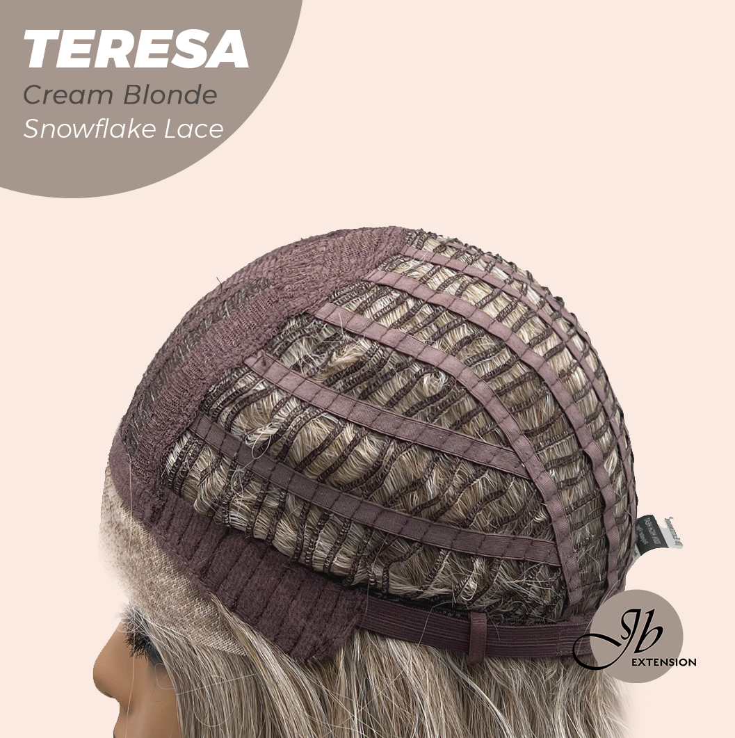 JBEXTENSION 18 Inches Cream Blonde Pre-Cut Snowflake Lace Frontlace Glueless Wig TERESA CREAM BLONDE【PERMATEASE】【BENDY EAR TABS】- M/L