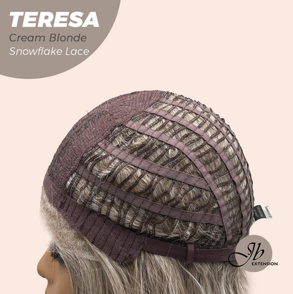 JBEXTENSION 18 Inches Cream Blonde Pre-Cut Snowflake Lace Frontlace Glueless Wig TERESA CREAM BLONDE【PERMATEASE】【BENDY EAR TABS】- M/L