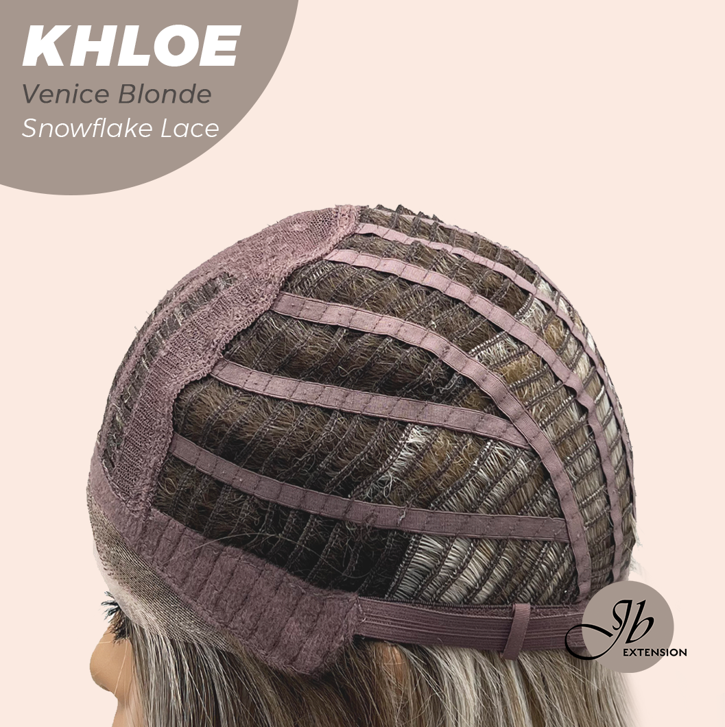 JBEXTENSION 12 Inches Bob Cut Venice Blonde Pre-Cut Snowflake Lace Frontlace Glueless Wig KHLOE VENICE BLONDE【PERMATEASE】【BENDY EAR TABS】- M/L