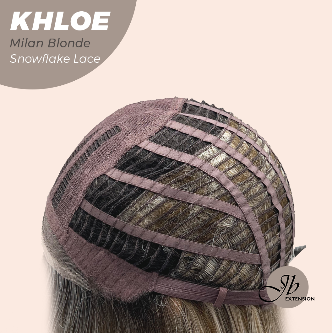 JBEXTENSION 12 Inches Bob Cut Milan Blonde Pre-Cut Snowflake Lace Frontlace Glueless Wig KHLOE MILAN BLONDE【PERMATEASE】【BENDY EAR TABS】- M/L