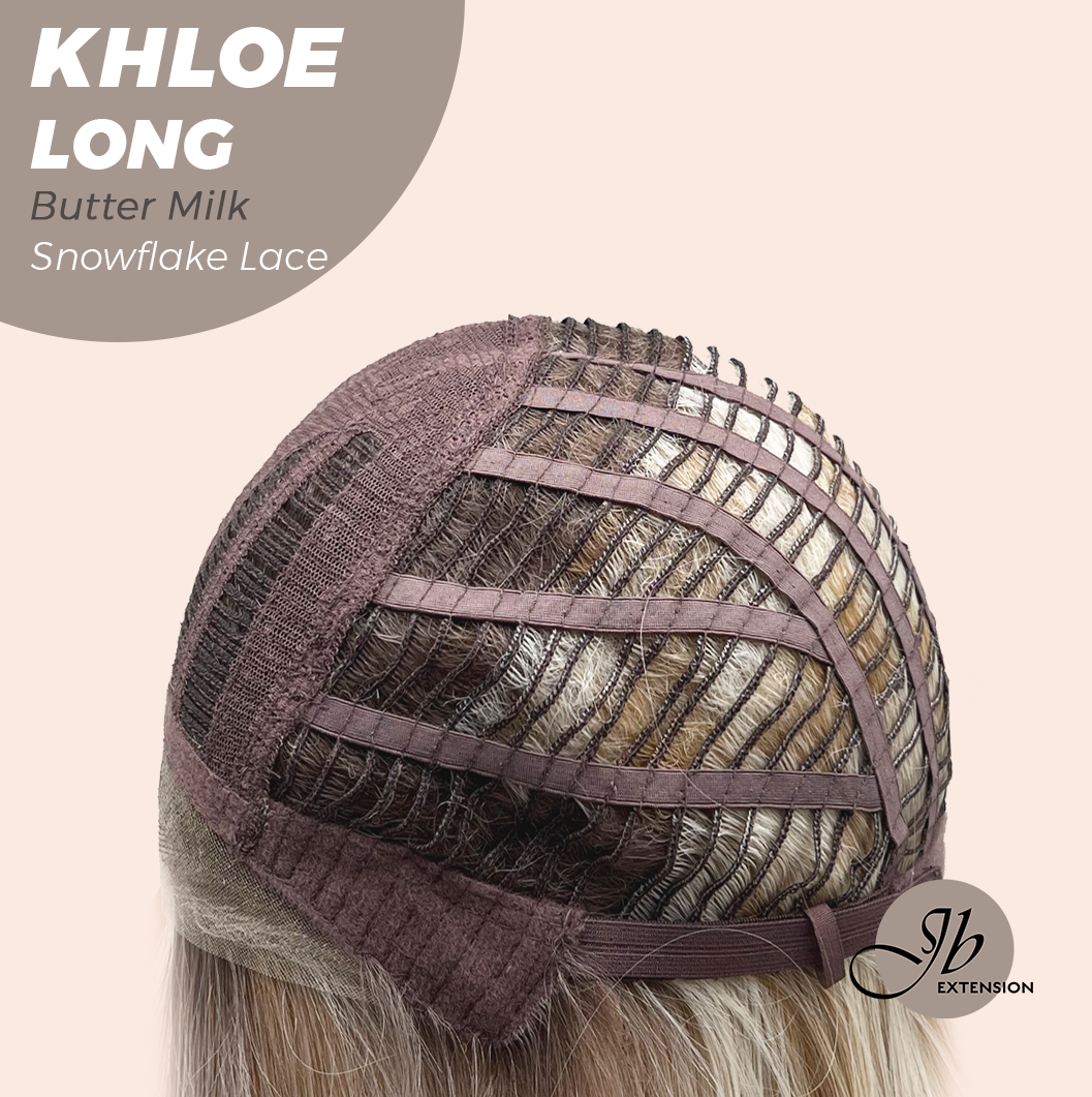 JBEXTENSION 18 Inches Butter Milk Pre-Cut Snowflake Lace Frontlace Glueless Wig KHLOE LONG BUTTER MILK【PERMATEASE】【BENDY EAR TABS】- S/M