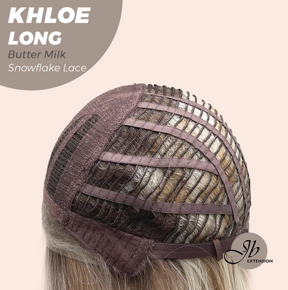 JBEXTENSION 18 Inches Butter Milk Pre-Cut Snowflake Lace Frontlace Glueless Wig KHLOE LONG BUTTER MILK【PERMATEASE】【BENDY EAR TABS】- S/M