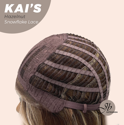 JBEXTENSION 18 Inches Hazelnut Blonde Highlight Pre-Cut Snowflake Lace Frontlace Glueless Wig KAI'S HAZELNUT【PERMATEASE】【BENDY EAR TABS】- M/L