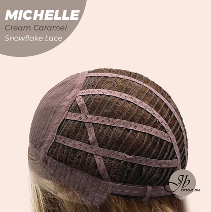 JBEXTENSION 10 Inches Cream Caramel Pre-Cut Side Part Snowflake Lace Frontlace Glueless Wig MICHELLE CREAM CARAMEL【BENDY EAR TABS】- S/M