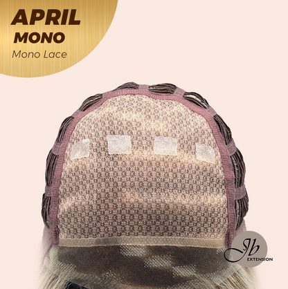 JBEXTENSION APRIL MONO Monofilament Handmade Wig 6X5 Full Monofilament Hand Tied Top Wig 18 Inches Mix Blonde Mono Lace Wig With Anti-slip Silicone Strips Glueless Wig APRIL MONO MIX BLONDE【BENDY EAR TABS】