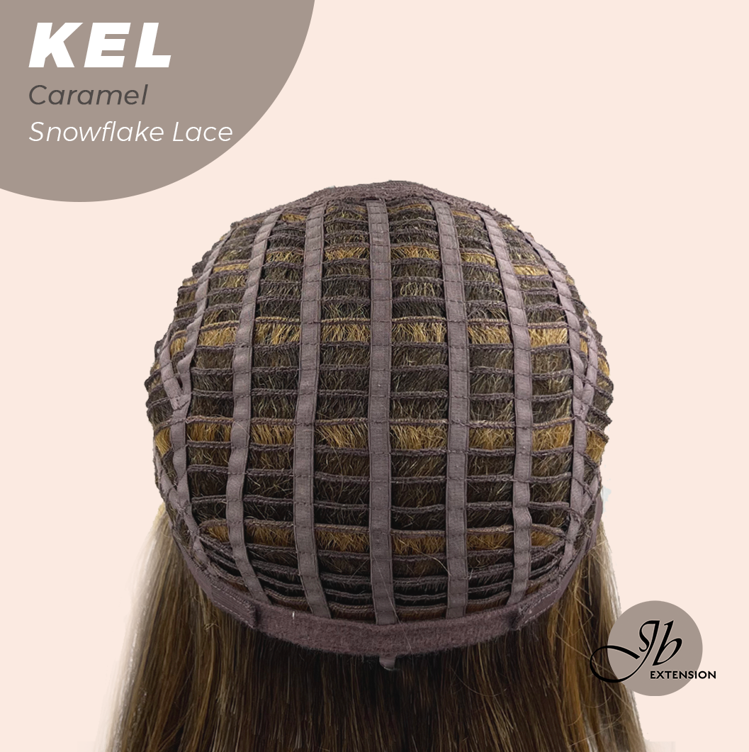 Nichole's Selection - 22 Inches Caramel Pre-Cut Snowflake Lace Frontlace Glueless Wig KEL CARAMEL【PERMATEASE】【BENDY EAR TABS】- S/M