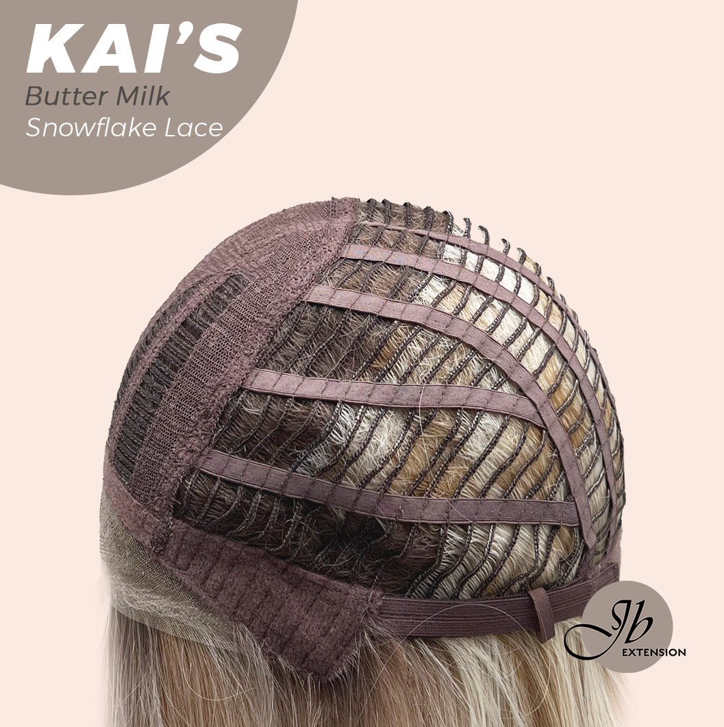 JBEXTENSION 18 Inches Butter Milk Pre-Cut Snowflake Lace Frontlace Glueless Wig KAI'S BUTTER MILK【PERMATEASE】【BENDY EAR TABS】- M/L
