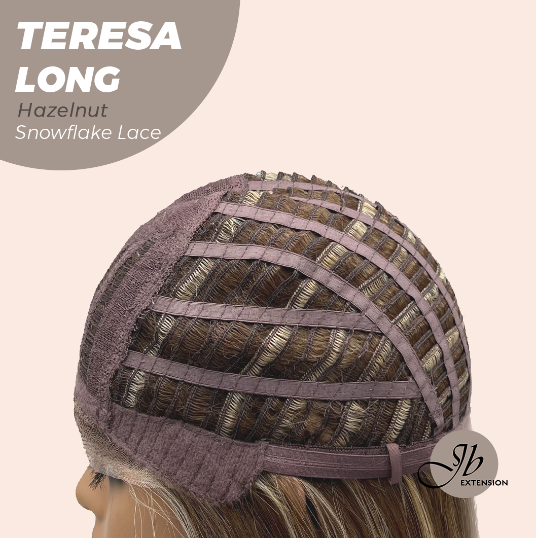JBEXTENSION 22 Inches Long Hazelnut Pre-Cut Snowflake Lace Frontlace Glueless Wig TERESA LONG HAZELNUT【PERMATEASE】【BENDY EAR TABS】- M/L